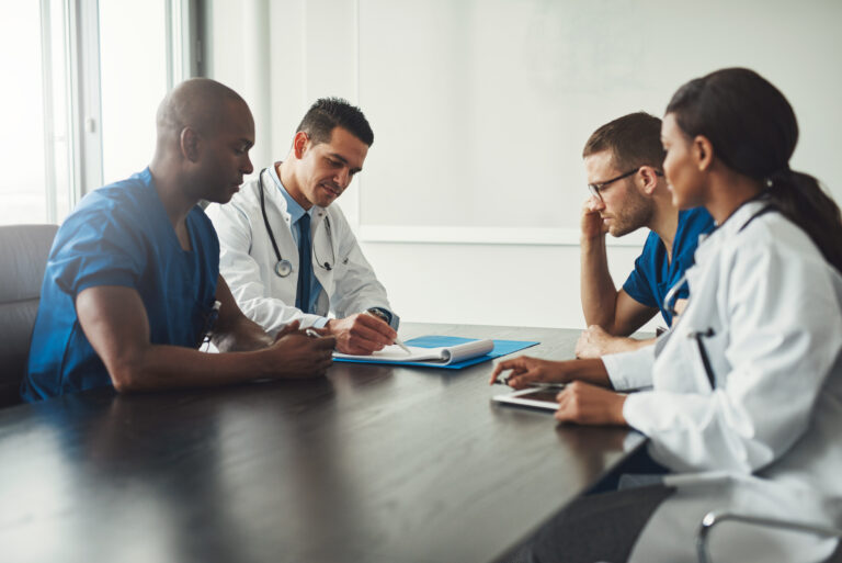 Multiracial medical team having a meeting