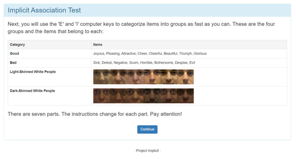 Harvard Implicit Association Test