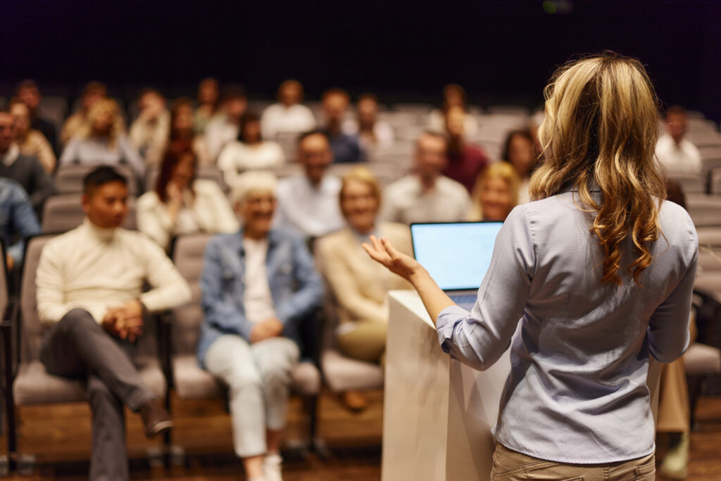 Public speaking event, a typical requirement in a veterinary industry job.