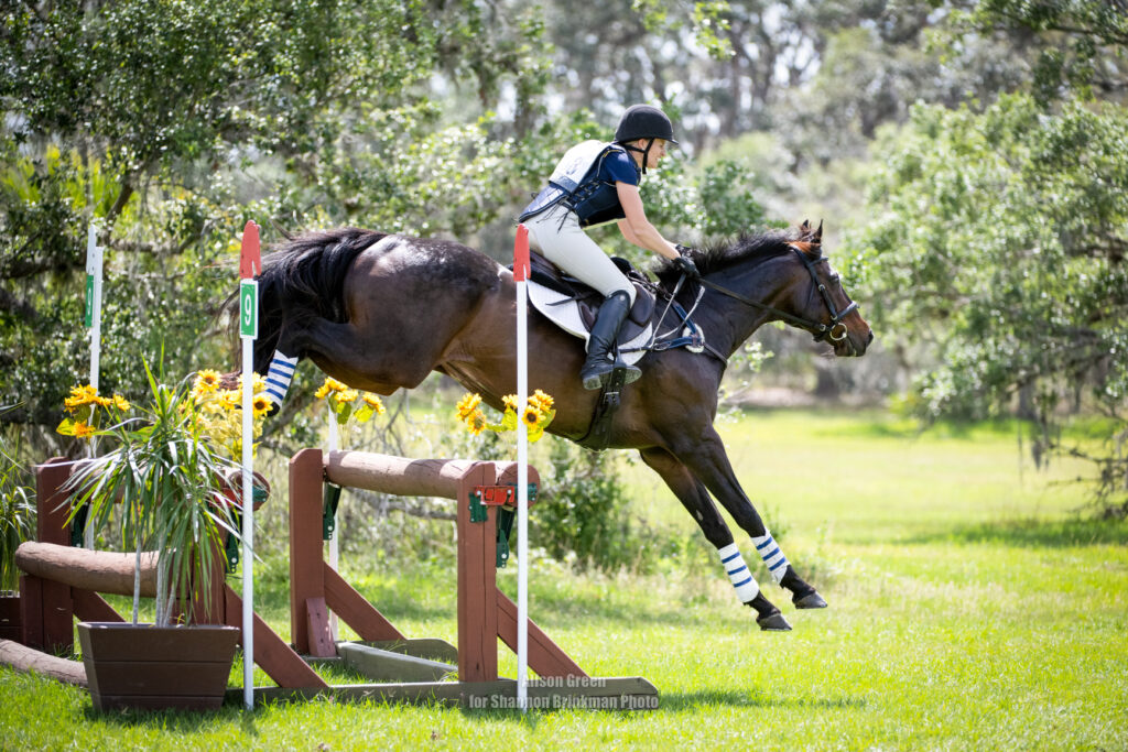 Dr. Elizabeth Weber jumping cross-country at a Pony Club event. 