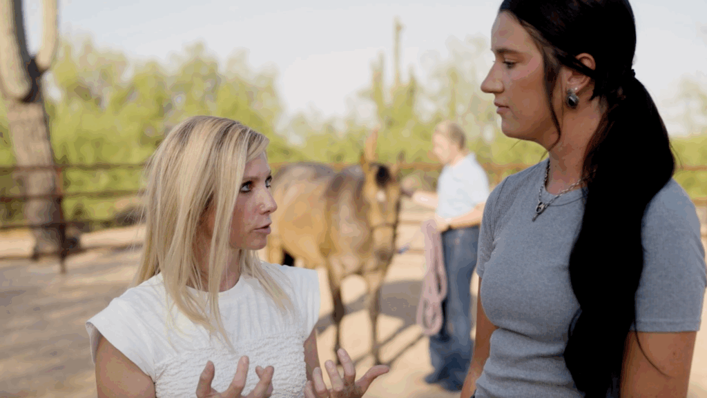 Veterinarian communicating a horse's DJD diagnosis to the owner.