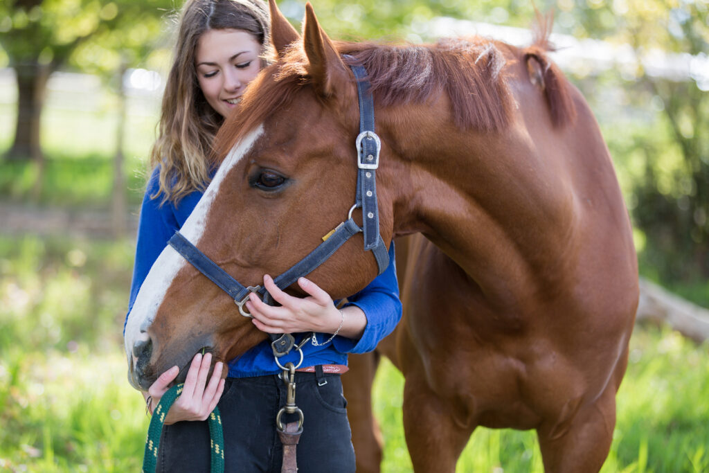Girl with her horse. 